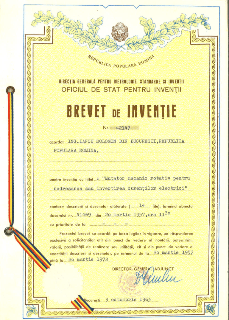 Brevet Inventie RO 42147