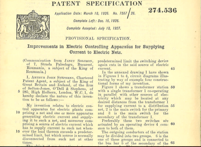 Patent Anglia 274.536