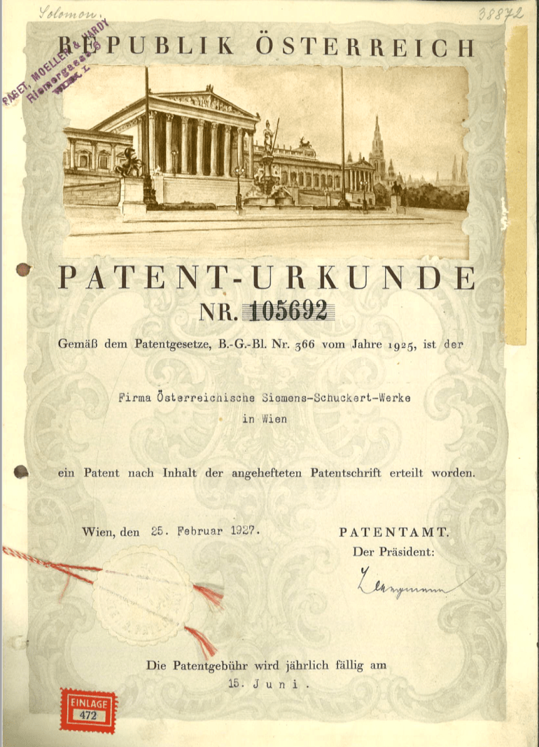 Patent Austria 105692