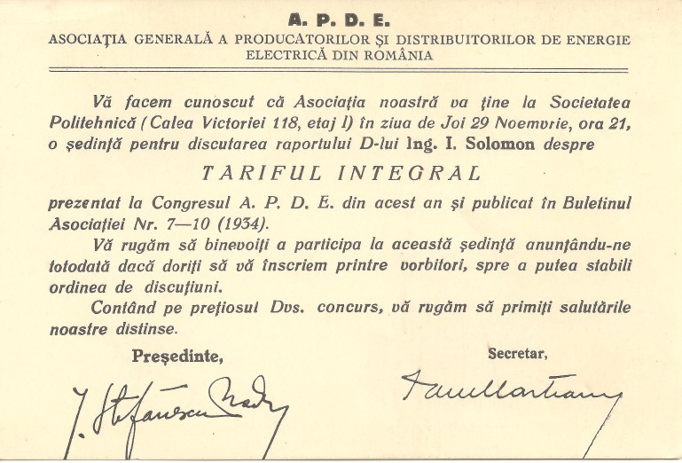 I Solomon APDE invitatie Tariful Integral