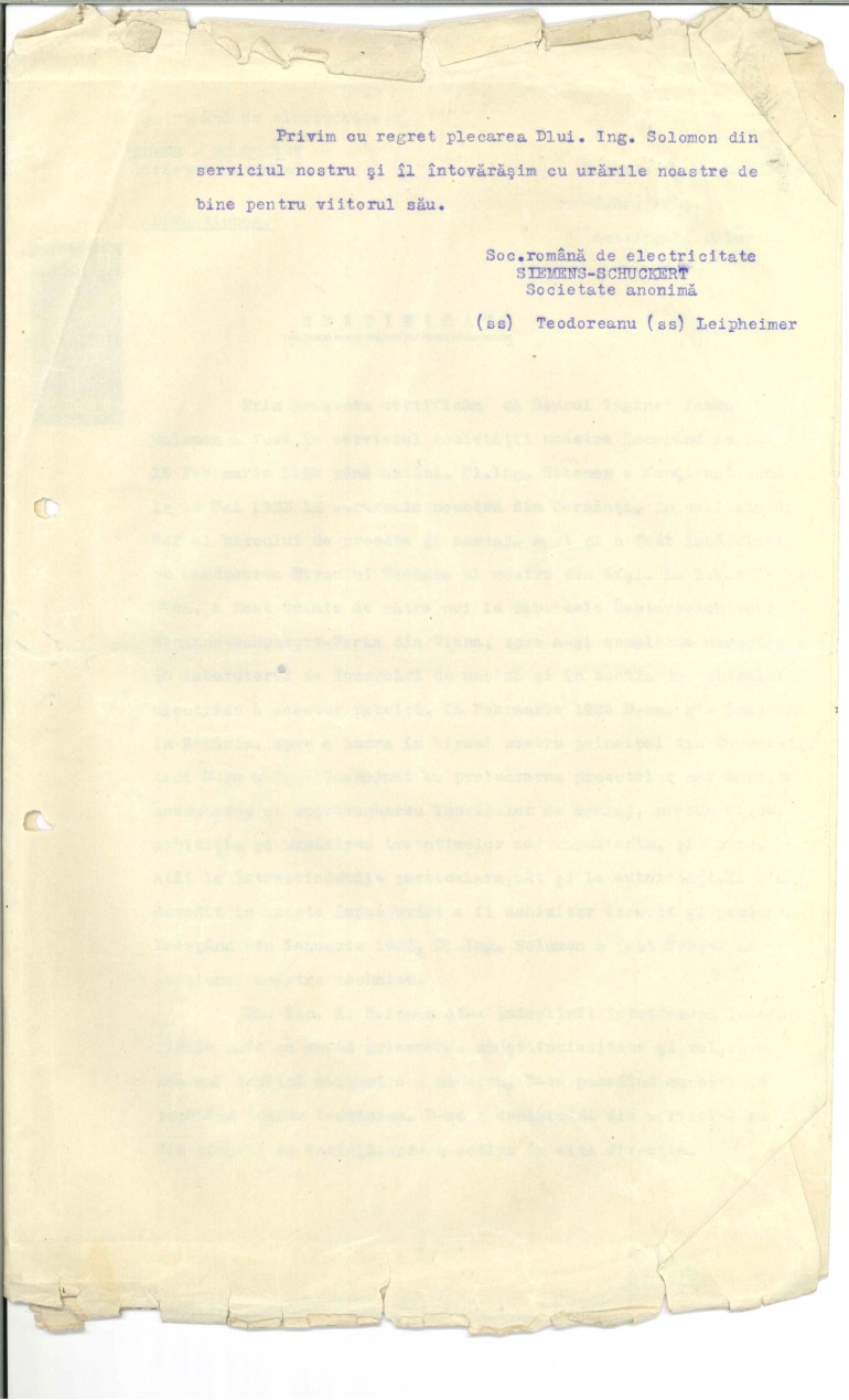 Solomon Iancu Certificat serviciu Siemens-Schuckert 1928 p2